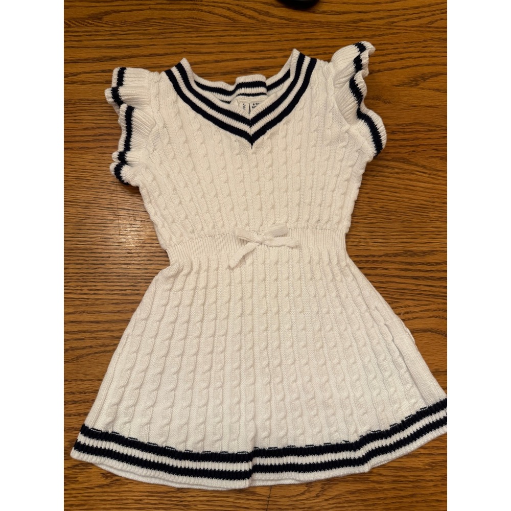 Janie and Jack Tennis Golf Sweater Dress 6-12 Months White Cable Knit Peanuts